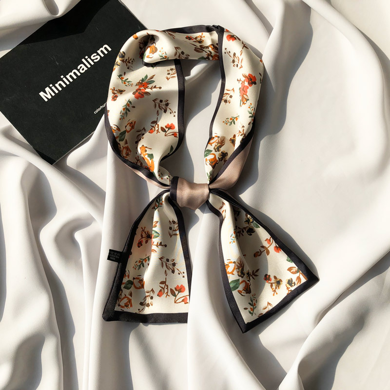 Floral Silk Scarf - Apricot