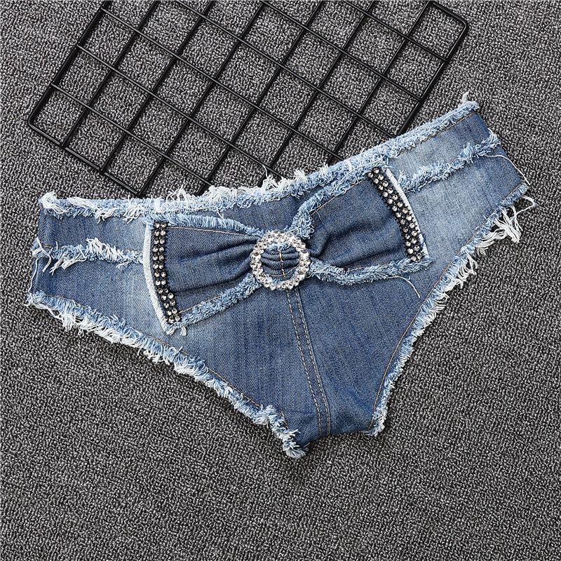 Denim Hot Pants - Model Wearing