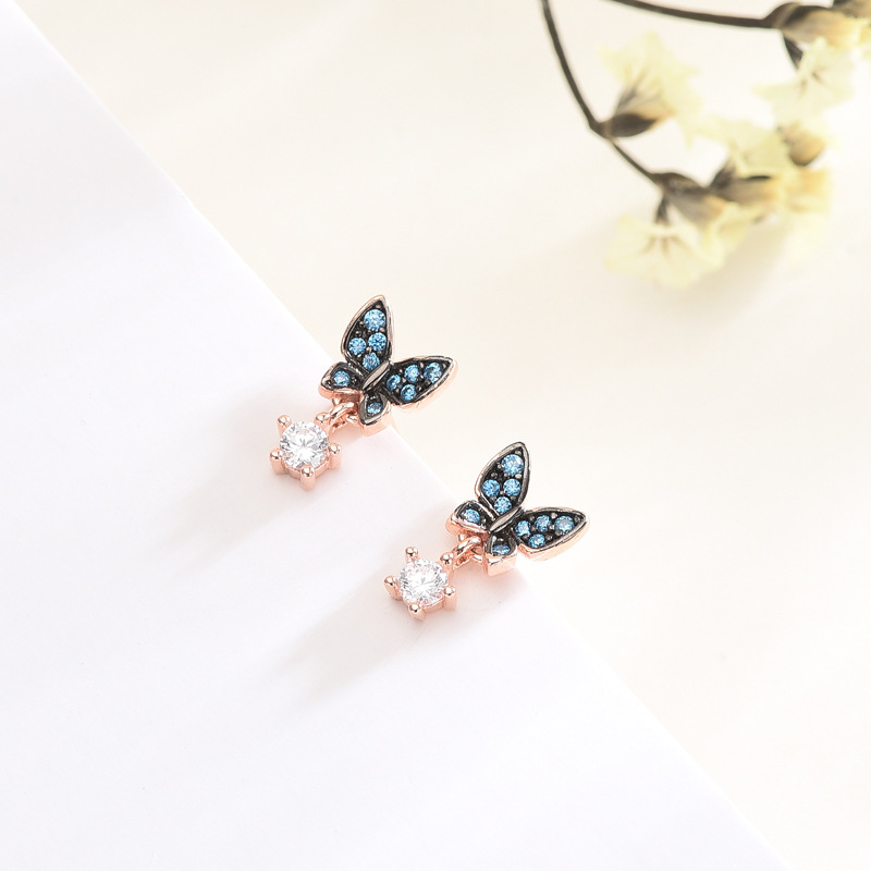 Stylish Blue Butterfly Earrings