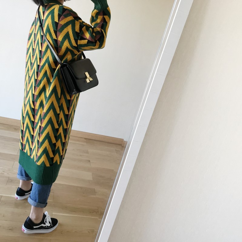 Geometric Cardigan Sweater Yellow