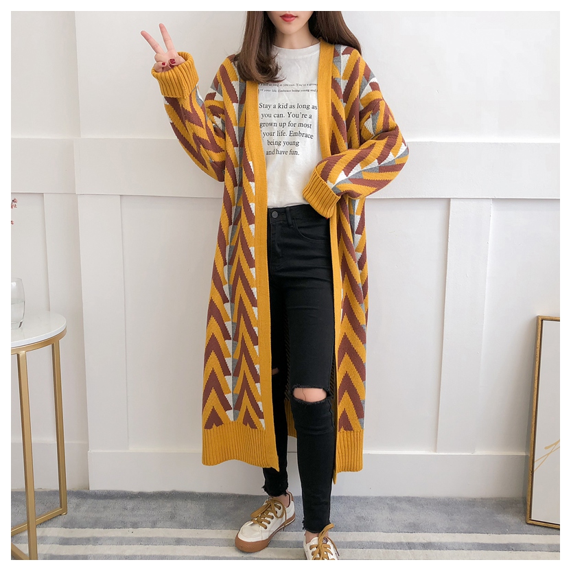 Geometric Cardigan Sweater Green