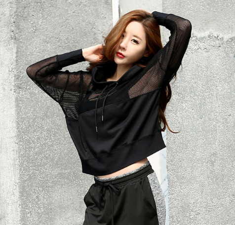 Long Sleeve Hollow Top - Black