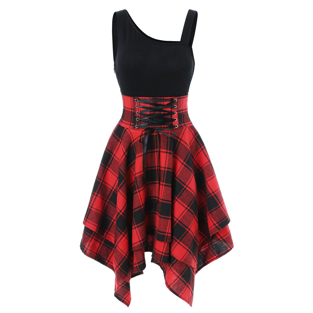 Irregular Checkered Dress 6