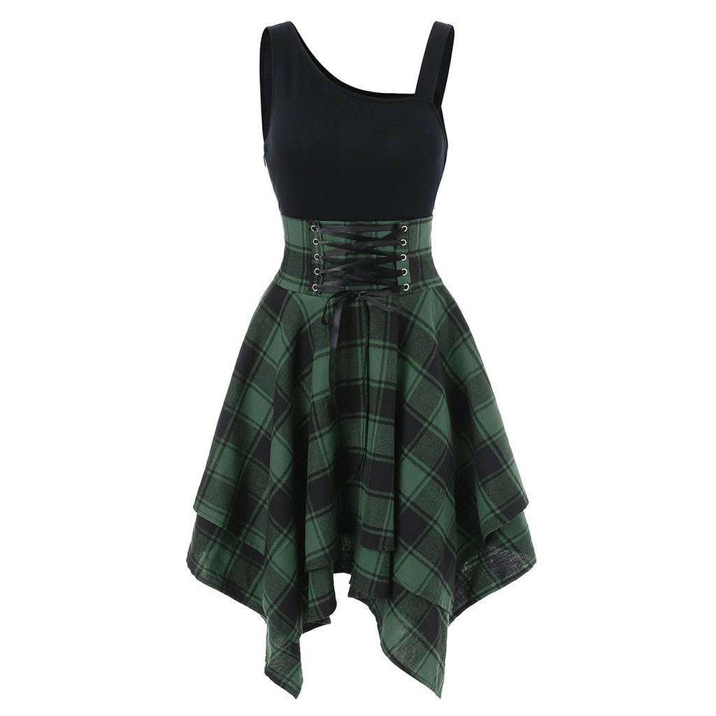 Irregular Checkered Dress 4