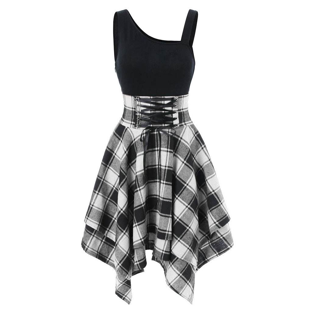 Irregular Checkered Dress 5