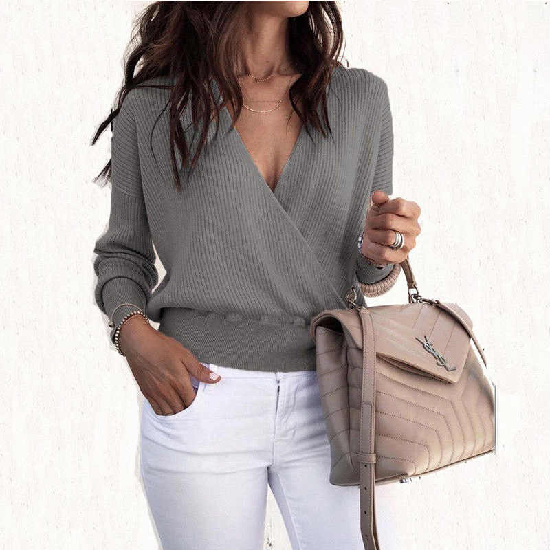 Deep V-Neck Batwing Long Sleeve Top 6