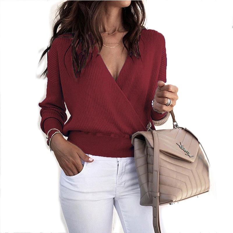 Deep V-Neck Batwing Long Sleeve Top 3