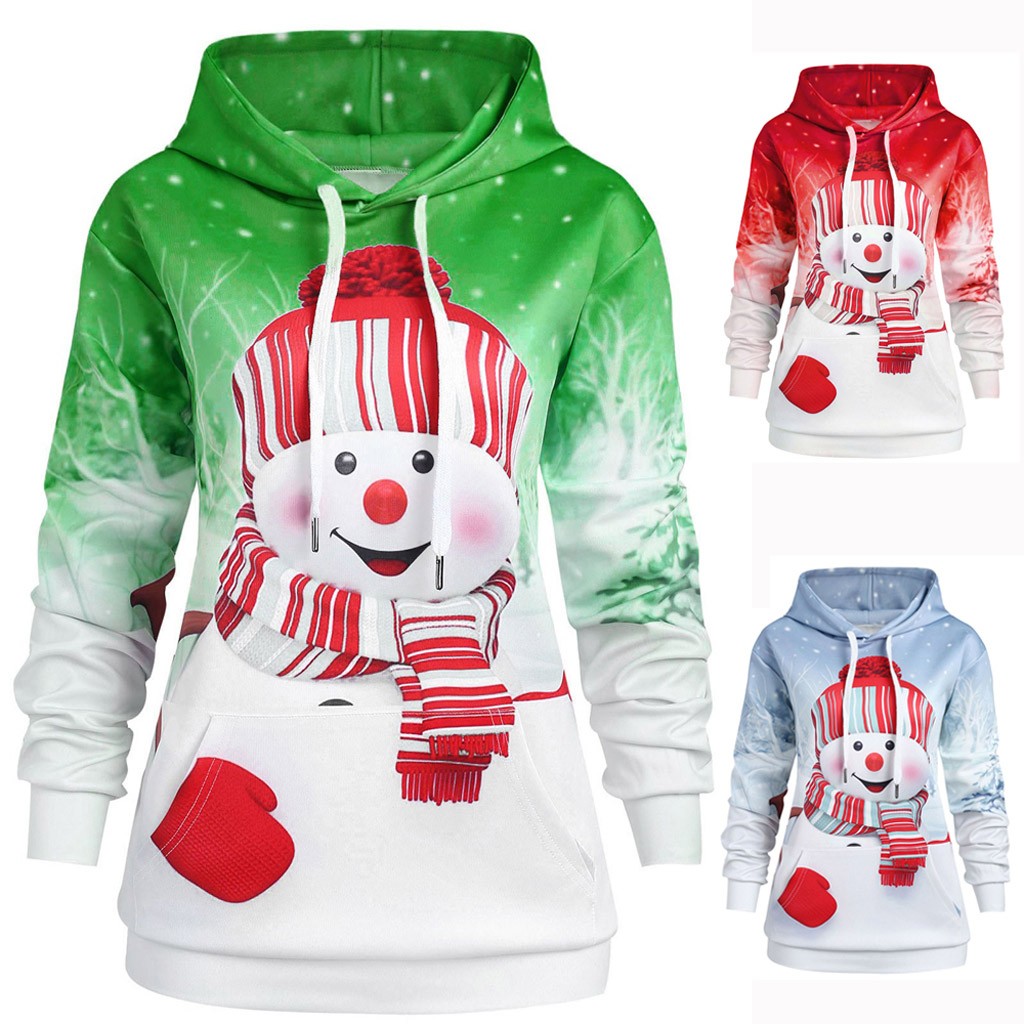 Snowman Print Hoodie - Side View