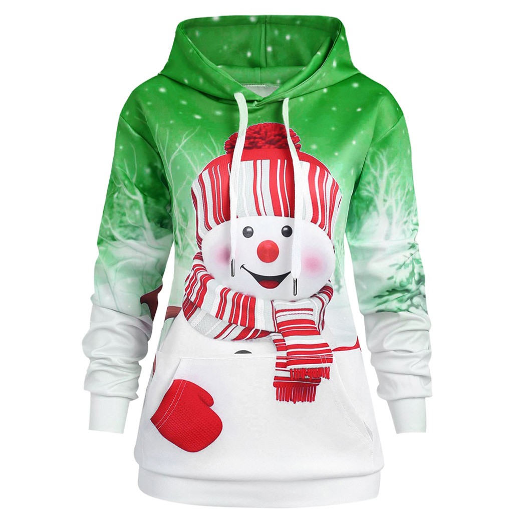 Snowman Print Hoodie - Back View