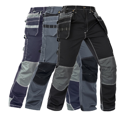 B128 Multi-Pocket Cotton Blend Work Pants for Men