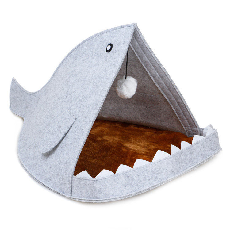 Felt Shark Pet Nest Grey Color