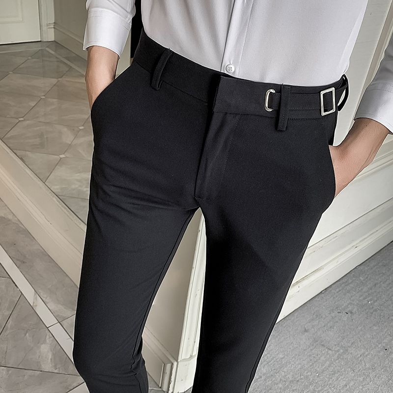 Men's Casual Business Slim-fit Pants Black Color