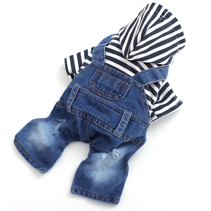 Pooch in denim suspenders