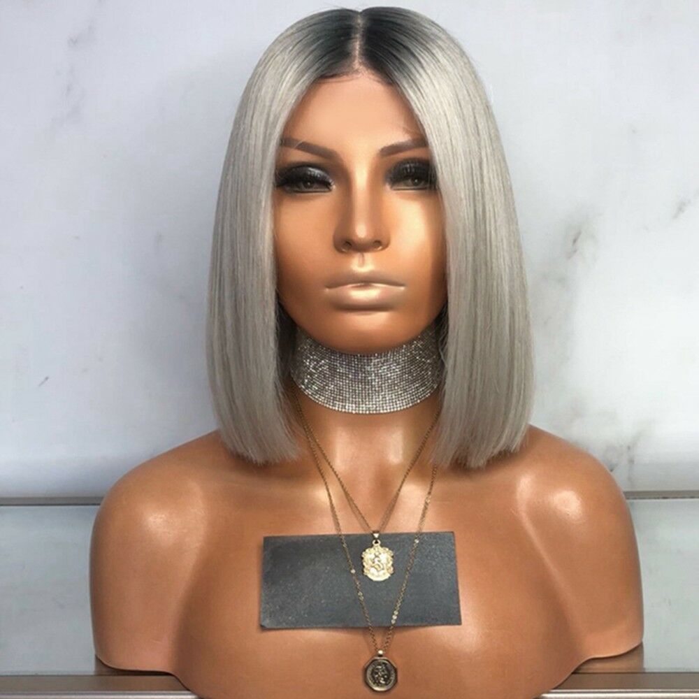 Black Gray Bob Wig