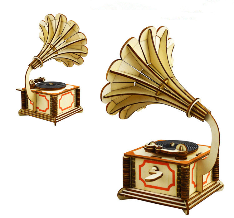 3D Wooden Gramophone Puzzle