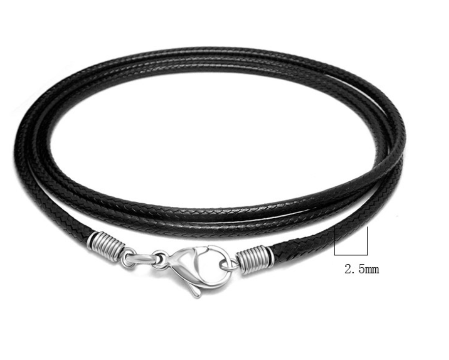 Black Woven Linen Wax Rope Necklace