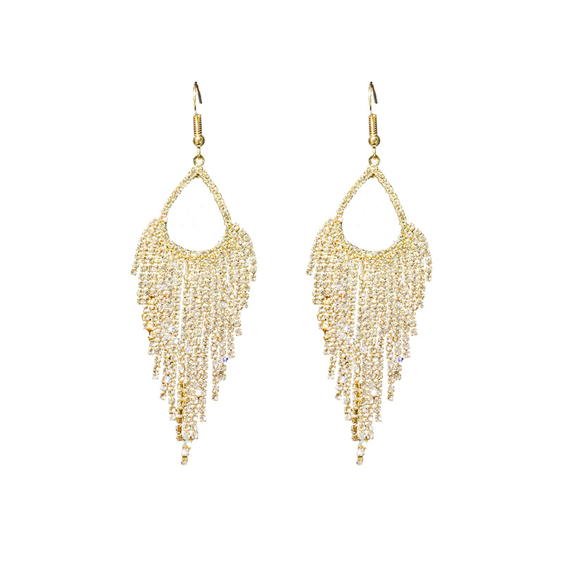 Long Rhinestone Tassel Earrings - Image 2