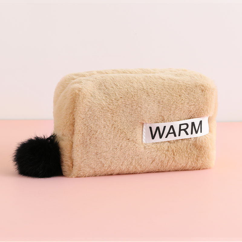 Plush Cosmetic Bag in Use