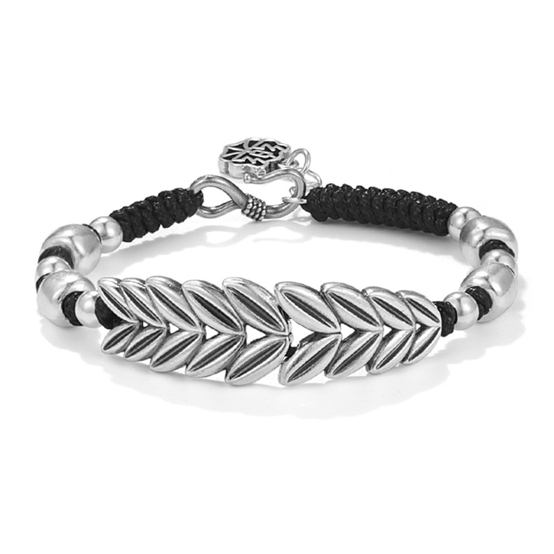 S999 Sterling Silver Hand-woven Barley Bracelet