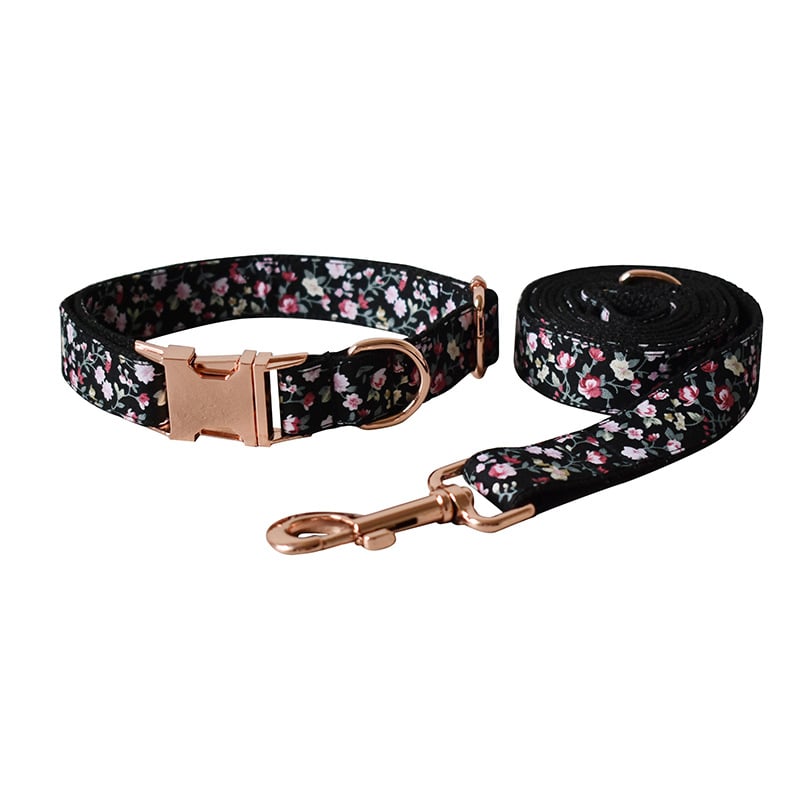 Black Flower Dog and Cat Collar Image 3