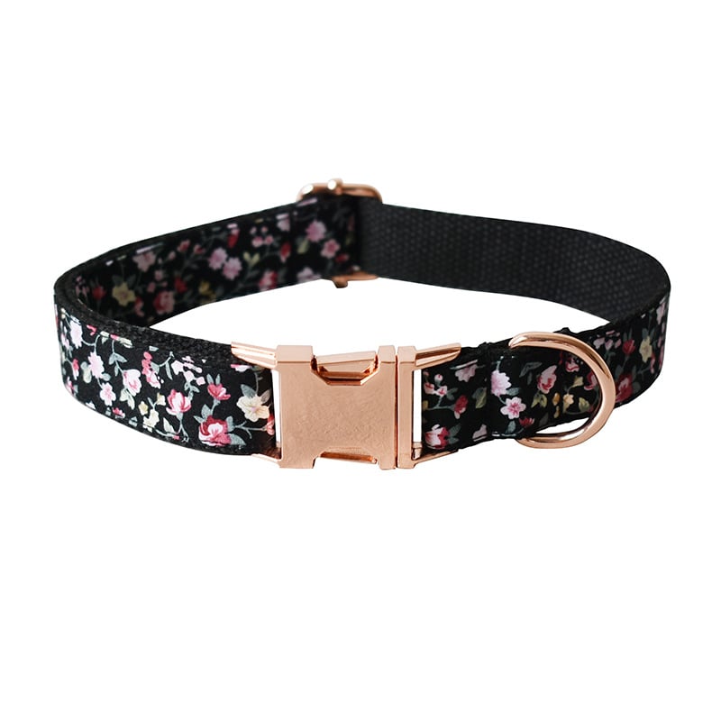 Black Flower Dog and Cat Collar Image 5