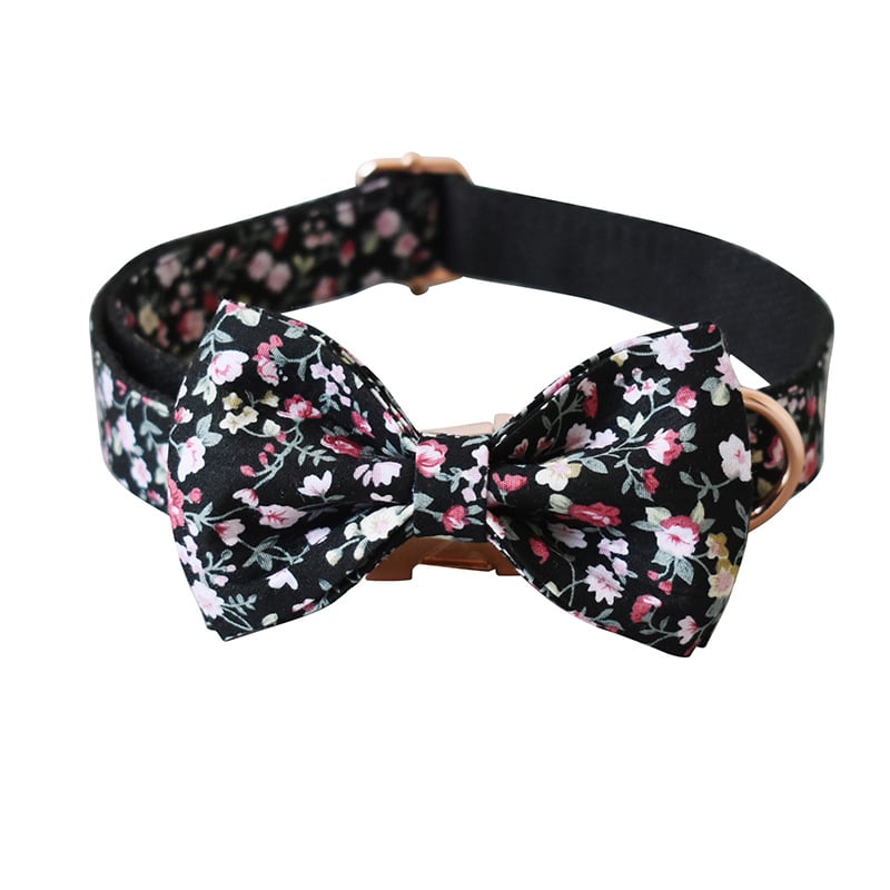 Black Flower Dog and Cat Collar Image 1