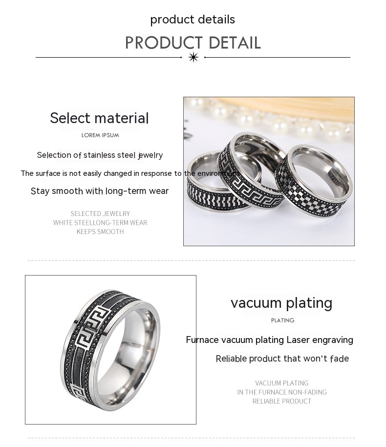 Men's Grease Titanium Steel Ring Variation