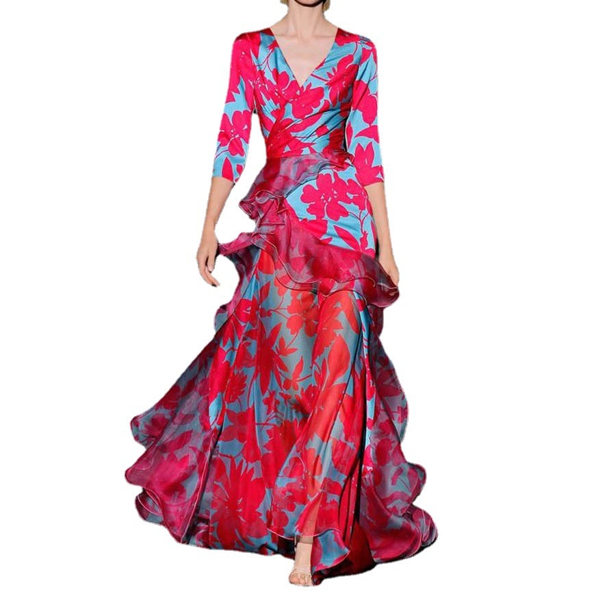 Red Printed Dress Image 6
