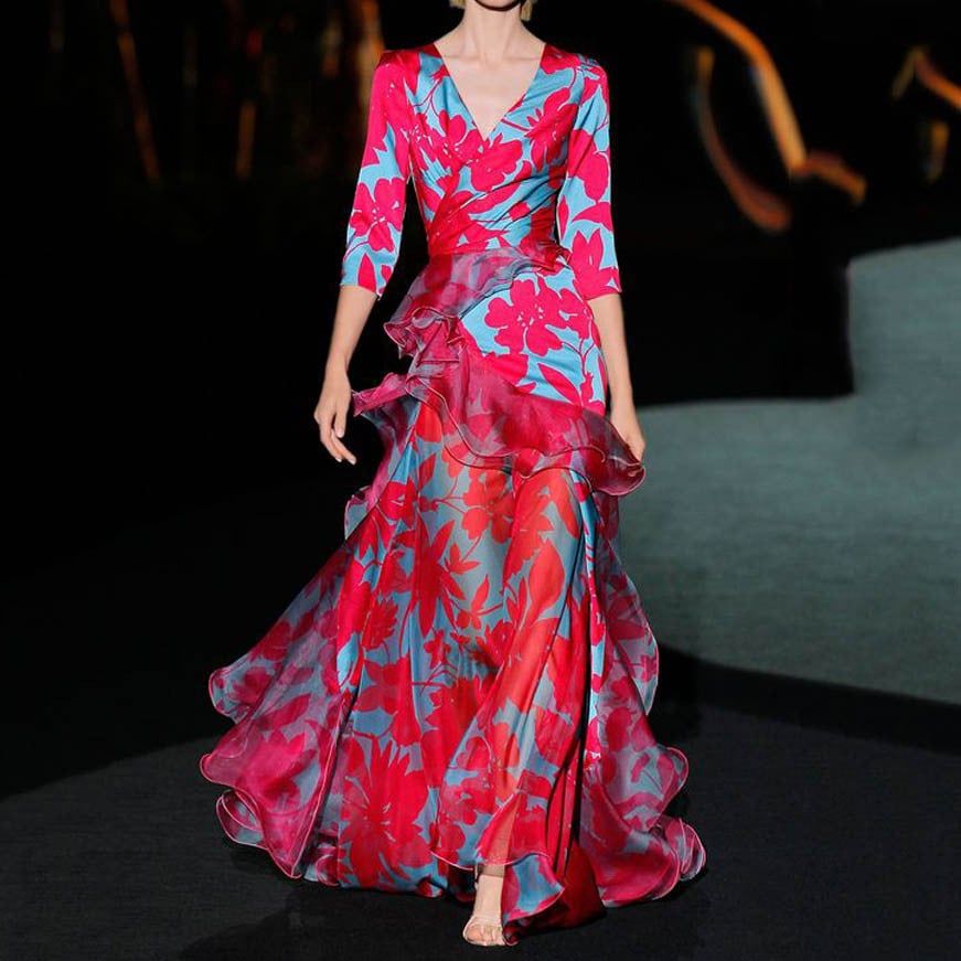 Red Printed Dress Image 3