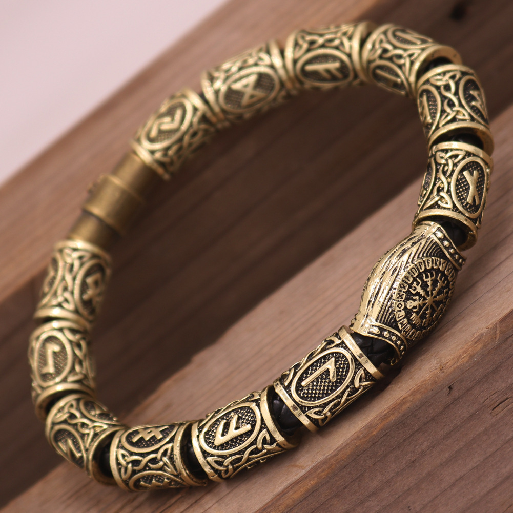 Viking Odin Rune Compass Beard Bead Bracelet - Image 2