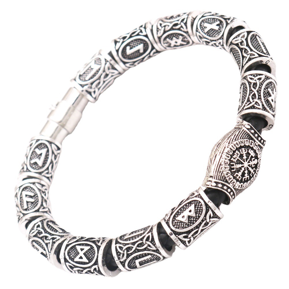 Viking Odin Rune Compass Beard Bead Bracelet - Image 6