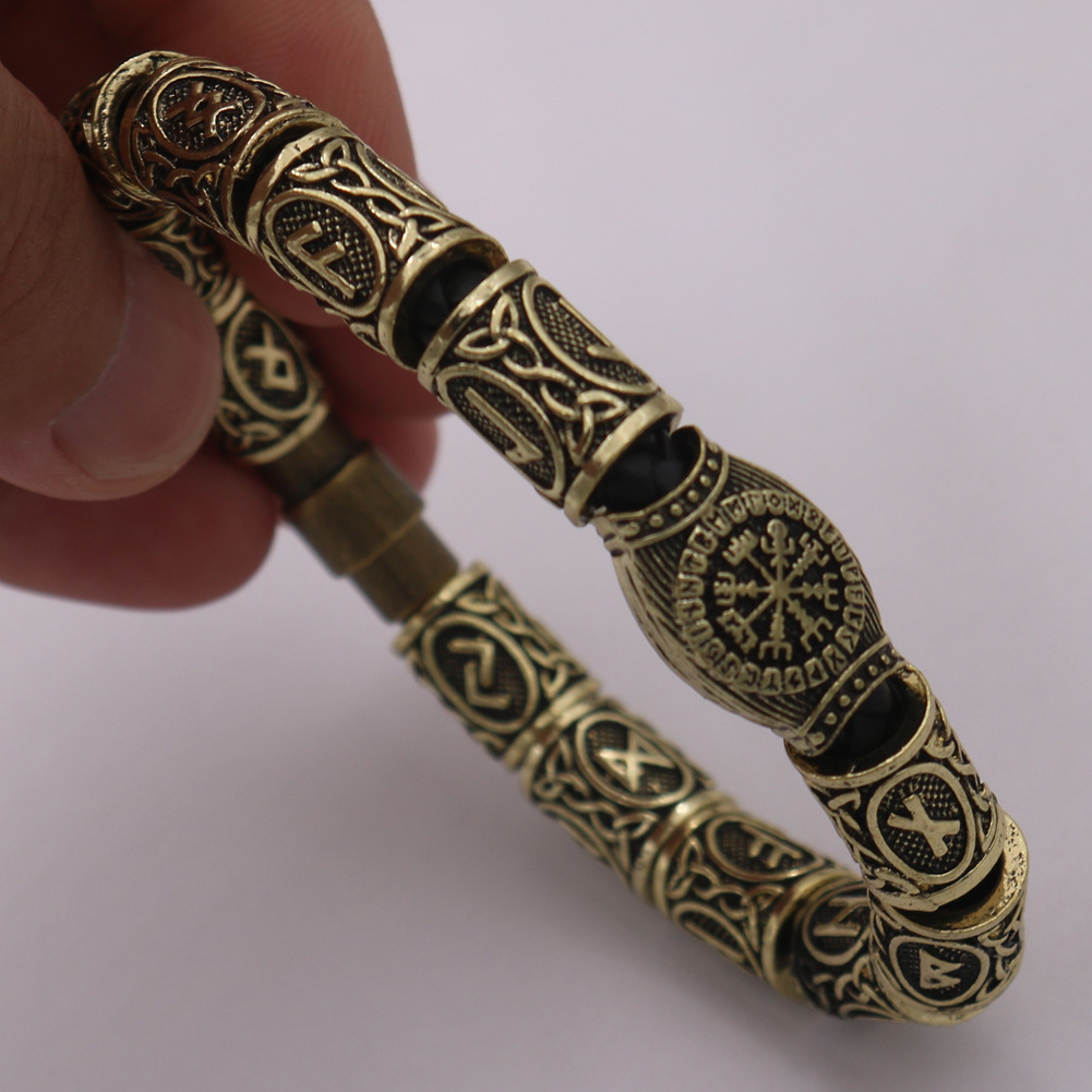 Viking Odin Rune Compass Beard Bead Bracelet - Image 3