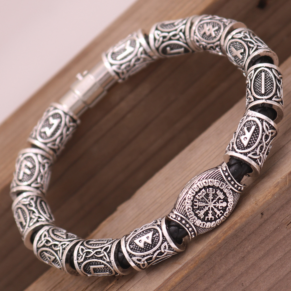 Viking Odin Rune Compass Beard Bead Bracelet - Image 4