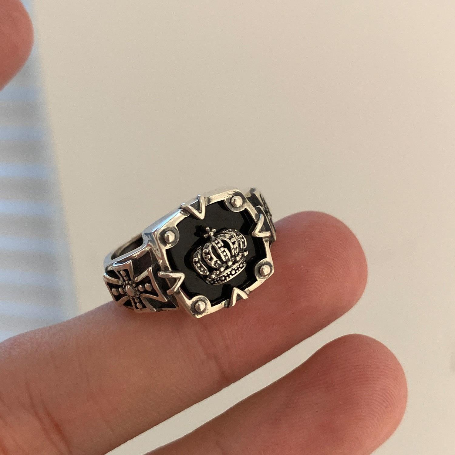 Korean Style S925 Silver Crown Ring 5