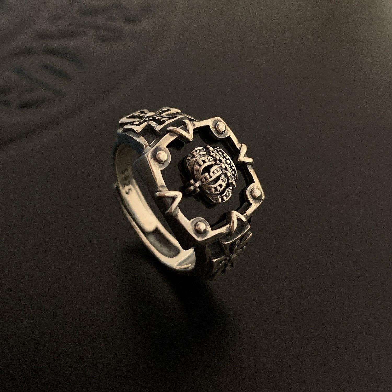 Korean Style S925 Silver Crown Ring 1
