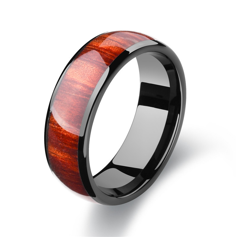 Stainless Steel Inlaid Wood Grain Ring Image 4