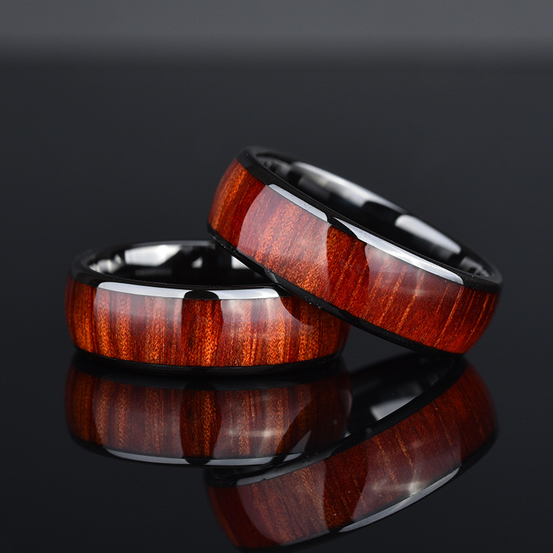 Stainless Steel Inlaid Wood Grain Ring Image 3