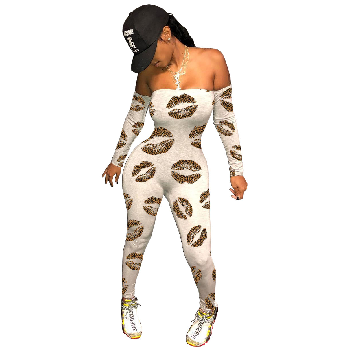 Sexy Strapless Print One-Piece Trousers Image 9