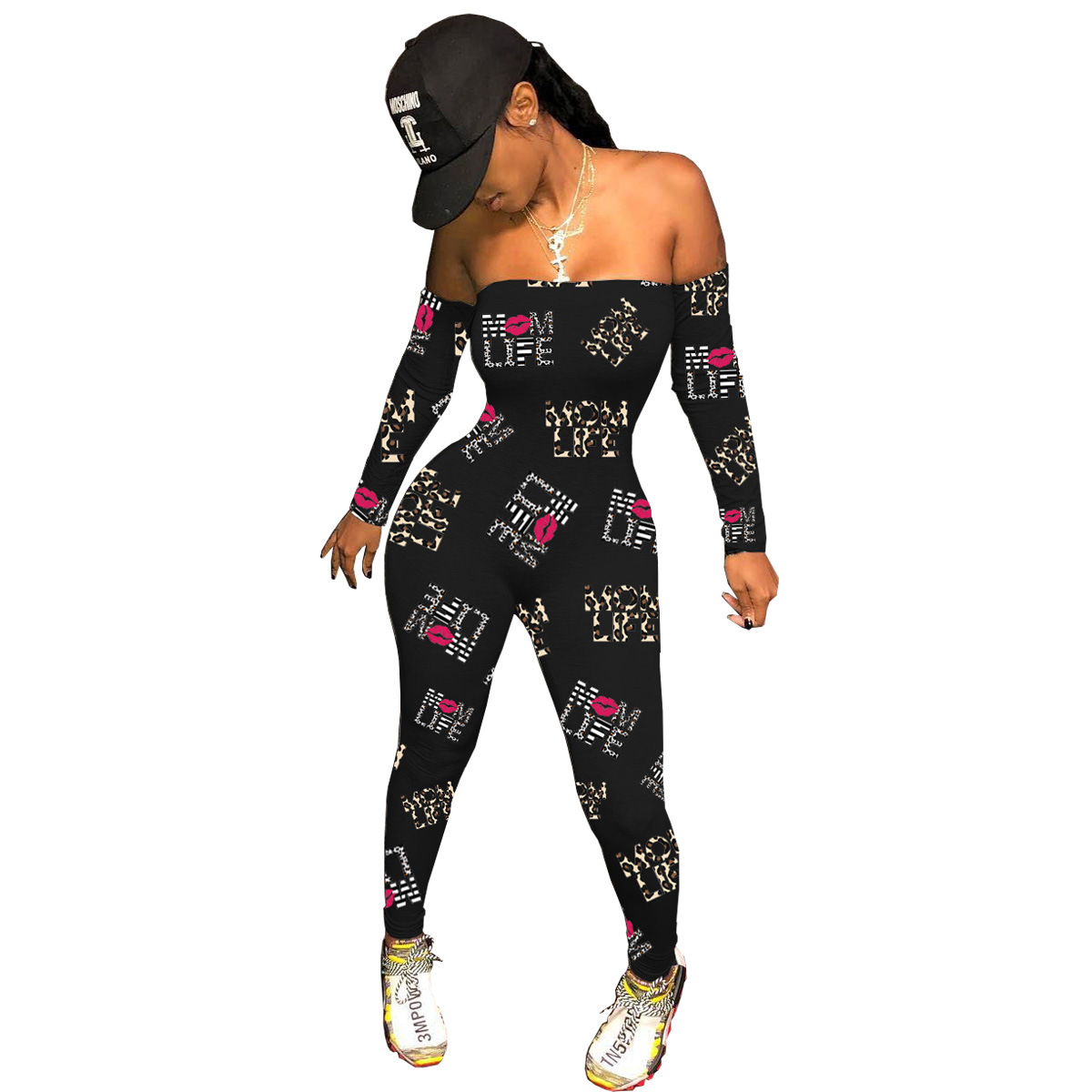 Sexy Strapless Print One-Piece Trousers Image 5