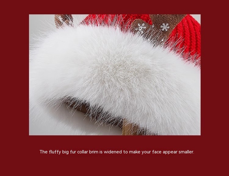 Christmas Antlers Knitted Hat - White