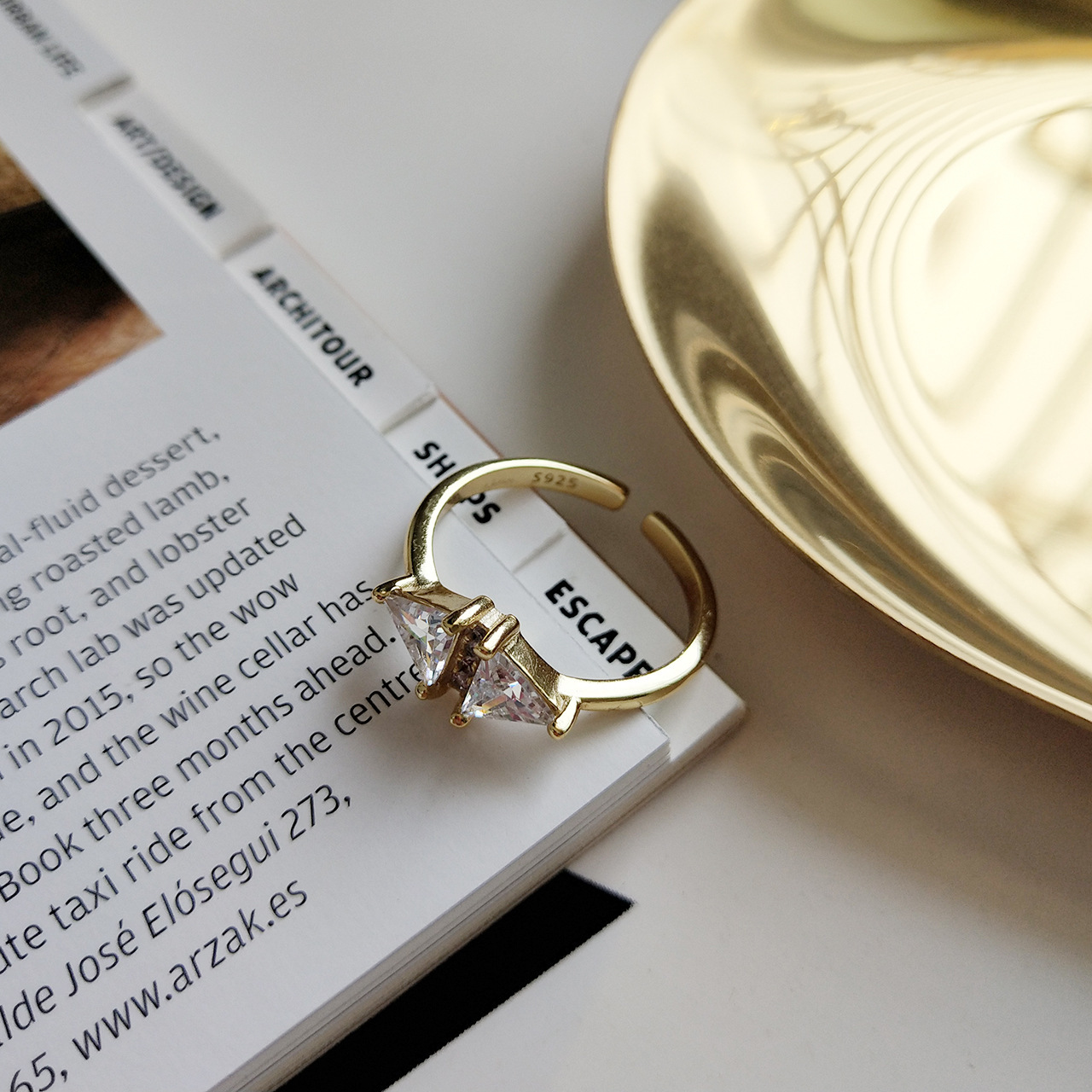 925 Sterling Silver Ring - Gold Simple Image 9