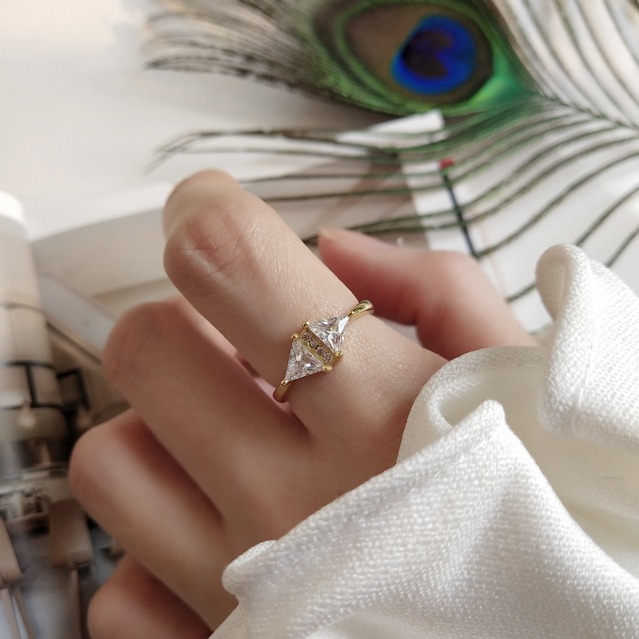 925 Sterling Silver Ring - Gold Simple Image 5