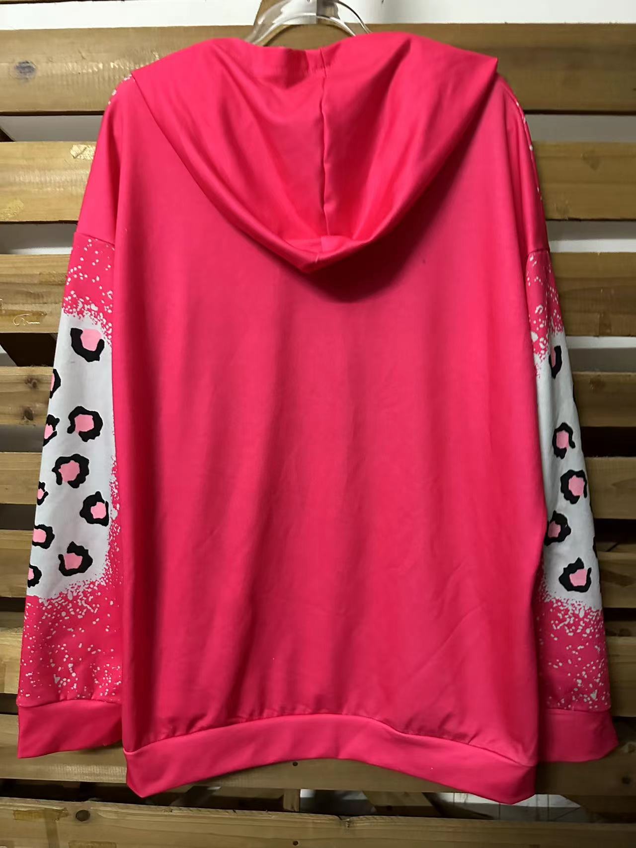 Leopard Print Drawstring Hoodie