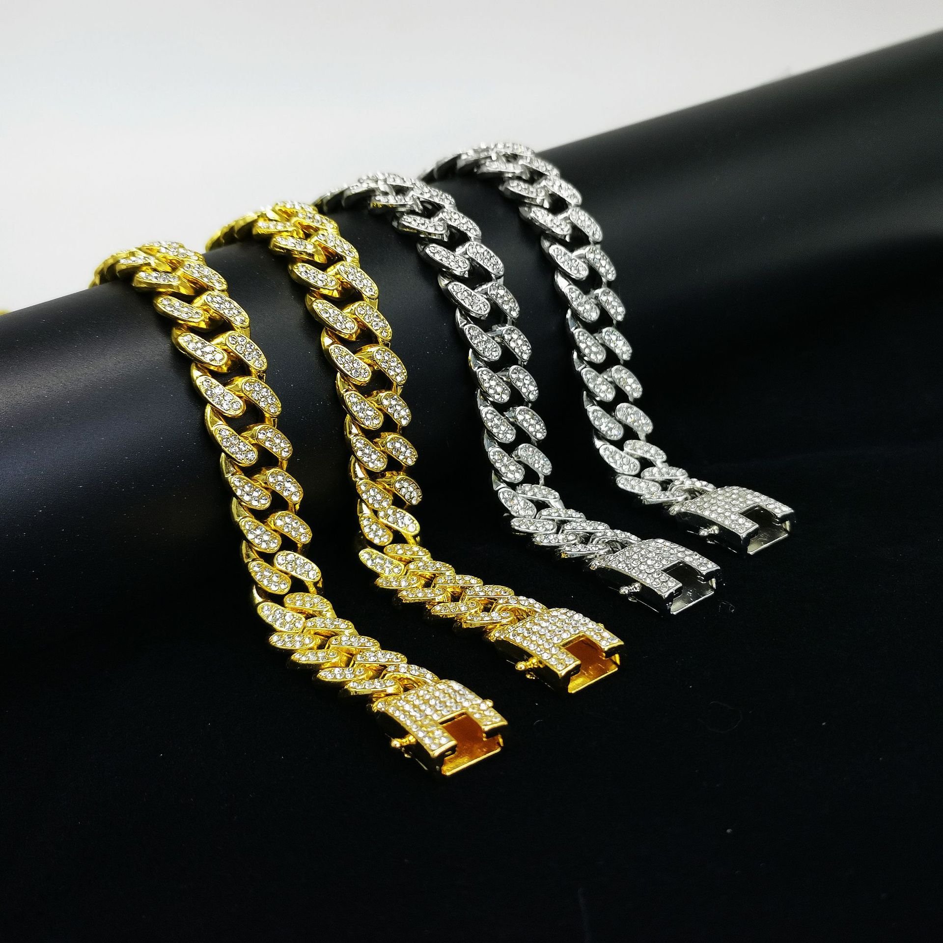 Flat Cuban Link Chain Diamond Bracelet Image 3
