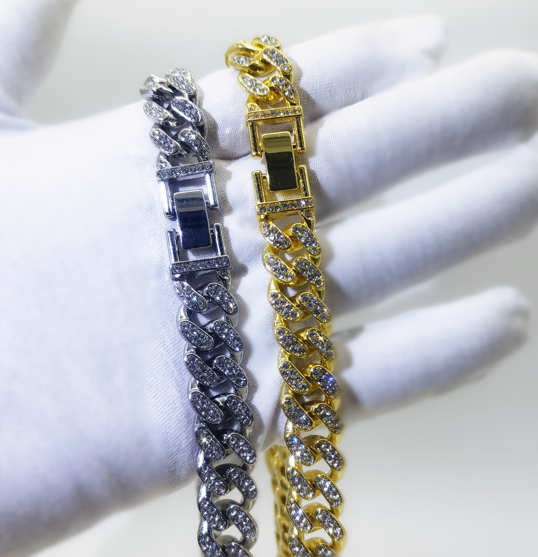 Flat Cuban Link Chain Diamond Bracelet Image 5