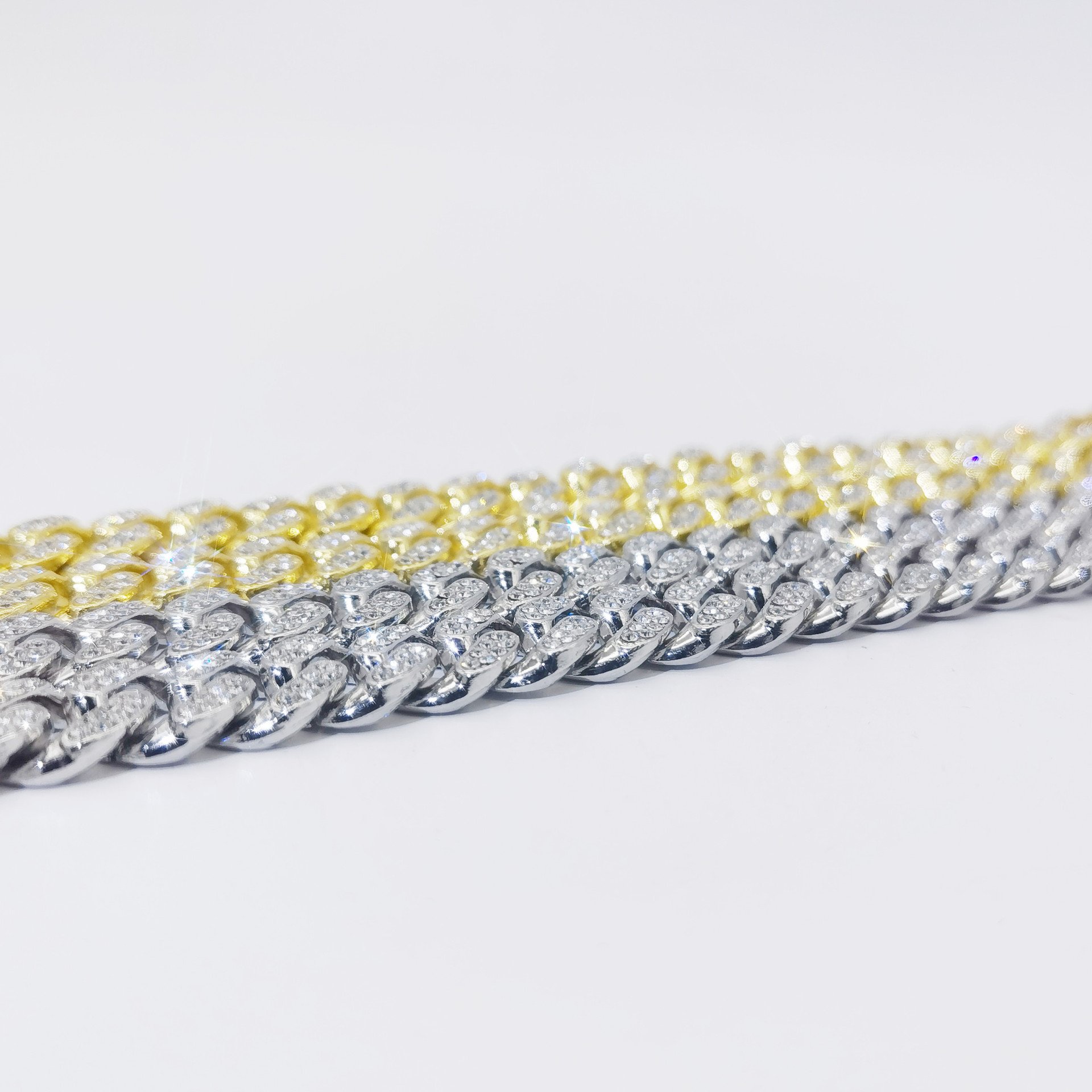 Flat Cuban Link Chain Diamond Bracelet Image 2