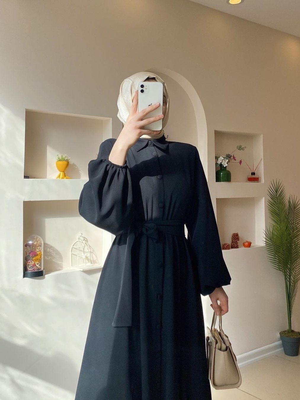 Muslim Solid Color Dress 3