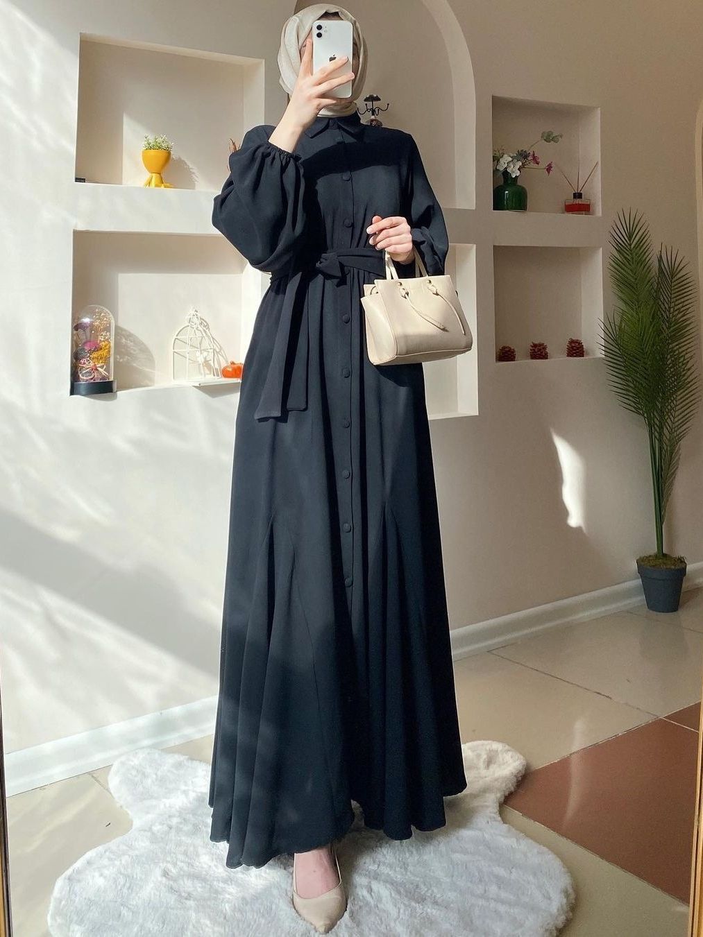 Muslim Solid Color Dress 2