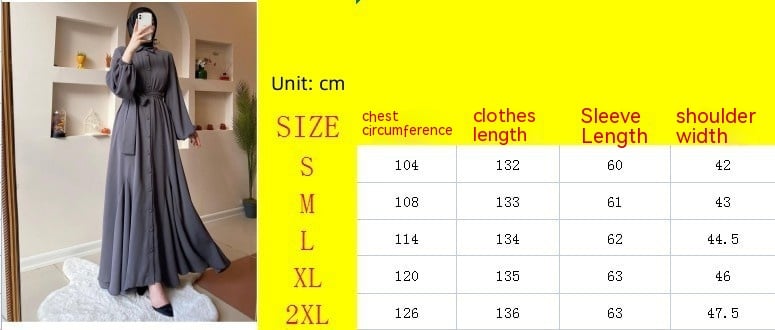 Muslim Solid Color Dress 1