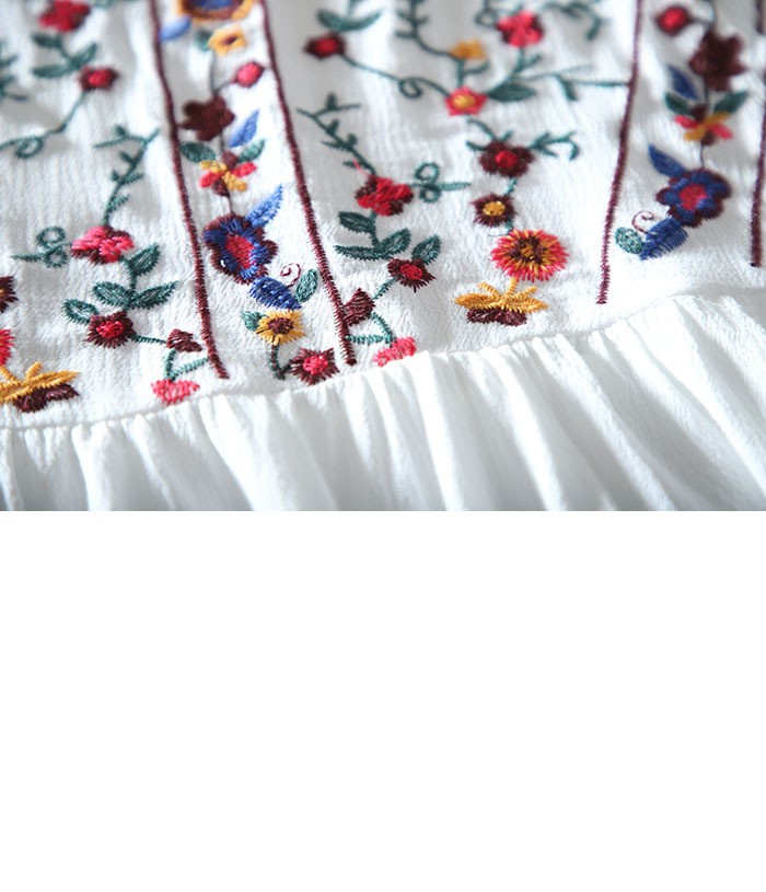 Loose Retro Embroidery Floral Top - Image 7